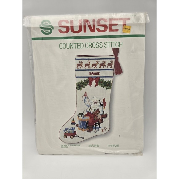 Sunset Other - Sunset Christmas Stocking Santa's Finishing Touch Counted Cross Stitch Kit #2900